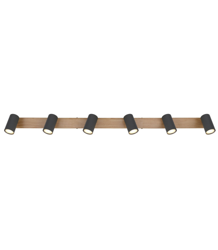 Robby Ceiling Spotlight Bar Wood Look 6x GU10-4