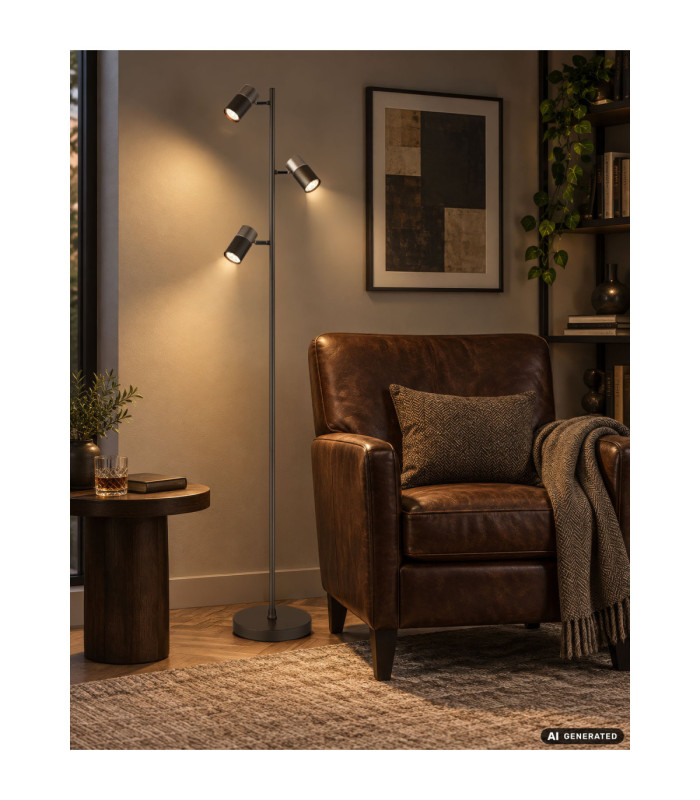 Solin Multi Arm Floor Lamp Matt Gunmetal 3x GU10-6