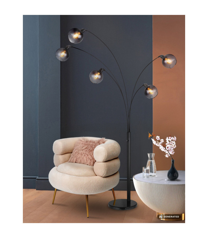Seymour Multi Arm Floor Lamp Matt Black 5x E27-10
