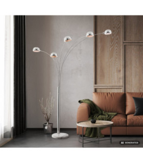 Seymour Multi Arm Floor Lamp Chrome 5x E14-2