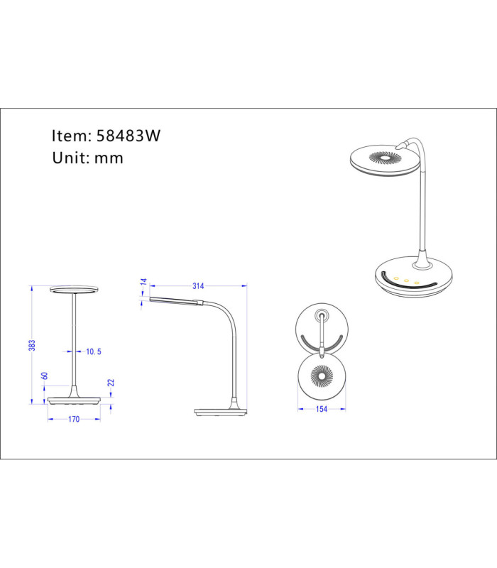 Kenny Integrated LED Desk Task Lamp Matt White 3000-4000-6500K-15
