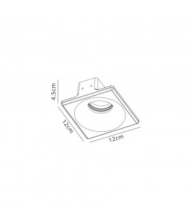 Square Deep Recessed Spotlight, GU10, White Paintable Gypsum, Cut Out: L:123mmxW:123mm - 2