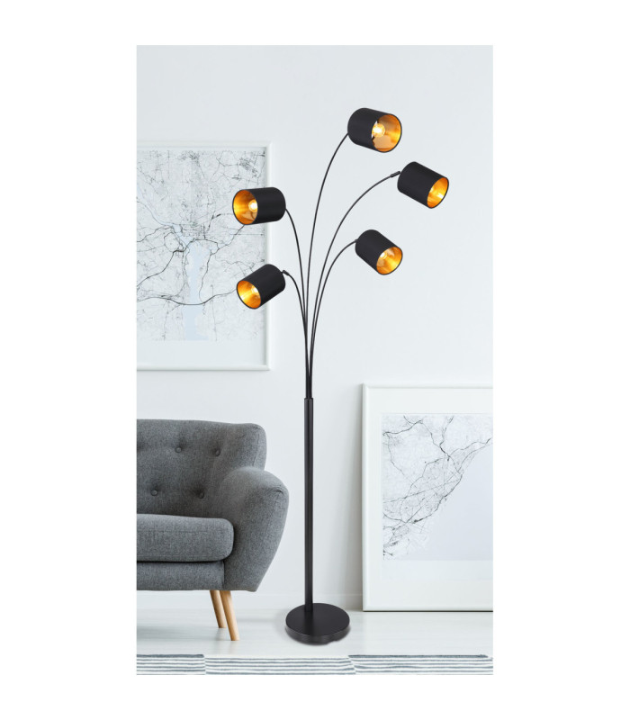 Kaddy Multi Arm Floor Lamp Matt Black 5x E14-6