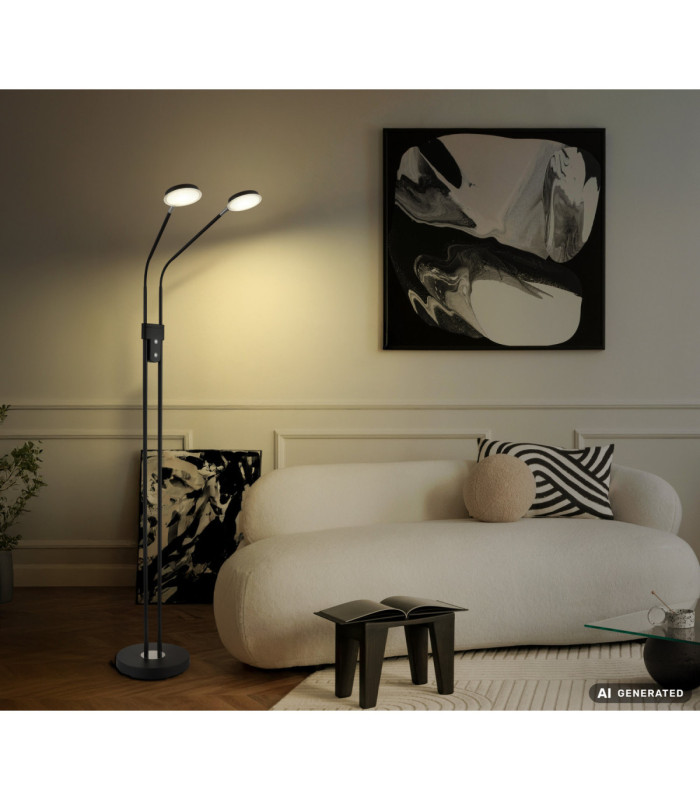 Silvio Integrated LED Multi Arm Floor Lamp Matt Black 2700-3350-4000K-12