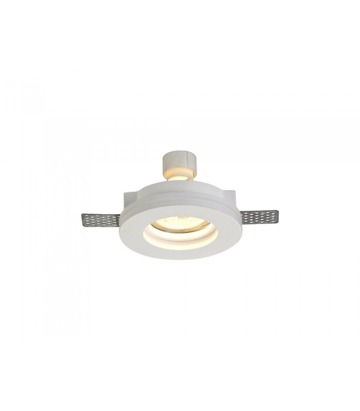 Round Stepped Recessed Spotlight, GU10, White Paintable Gypsum, Cut Out: D:103mm - 1