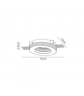 Round Stepped Recessed Spotlight, GU10, White Paintable Gypsum, Cut Out: D:103mm - 2