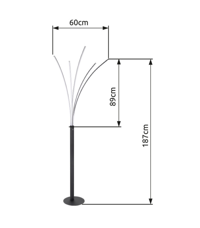 Bizzy Integrated LED Multi Arm Floor Lamp Matt Black 3000K-5