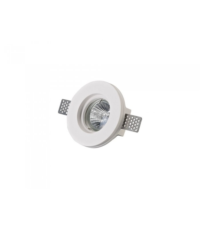 Round Stepped Recessed Spotlight, GU10, White Paintable Gypsum, Cut Out: D:103mm - 5