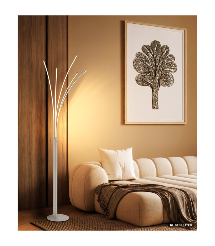 Bizzy Integrated LED Multi Arm Floor Lamp Matt Sand Colour 3000K-6