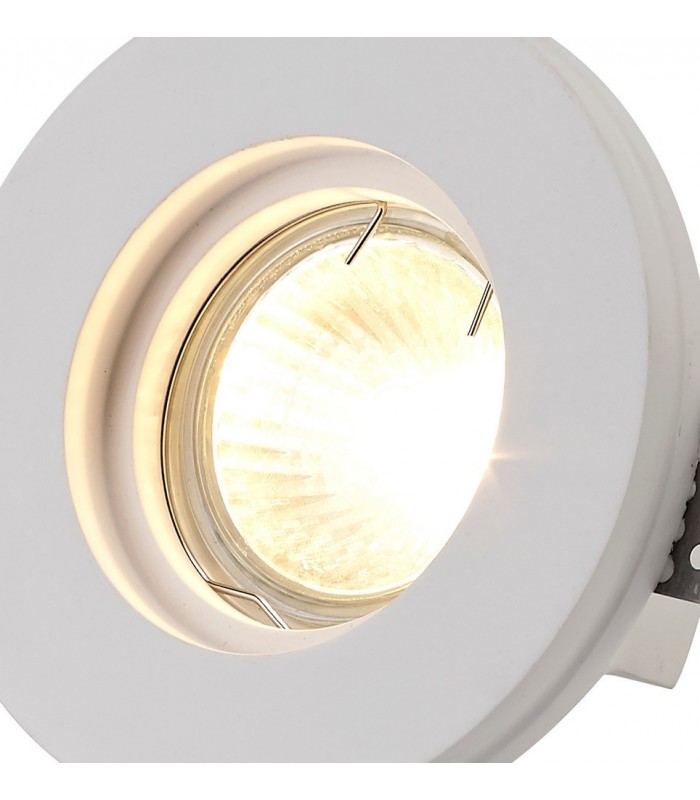 Round Stepped Recessed Spotlight, GU10, White Paintable Gypsum, Cut Out: D:103mm - 9
