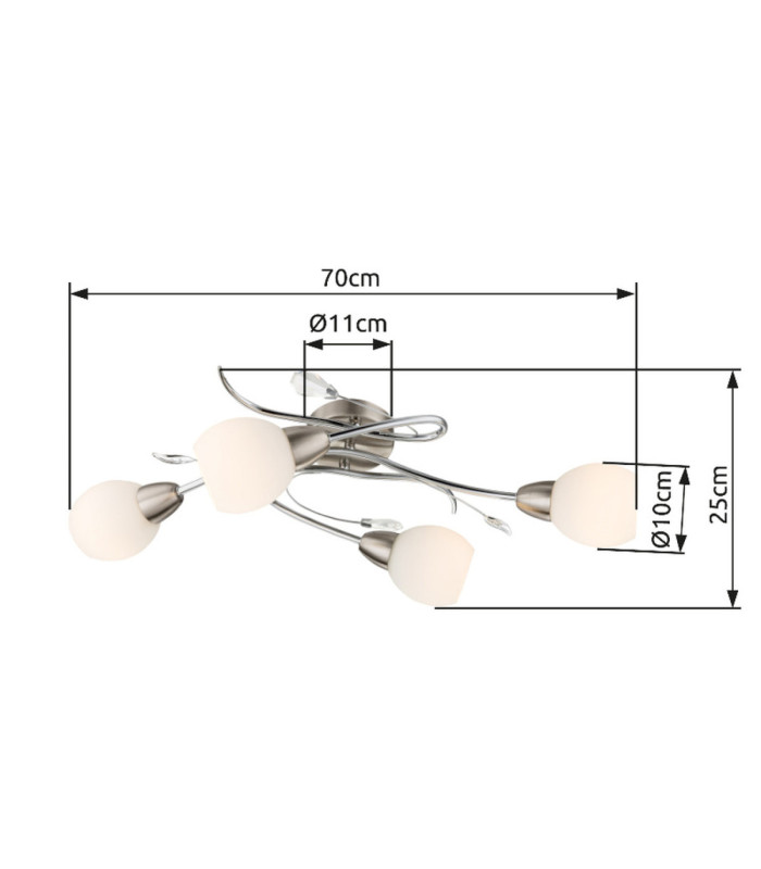 Lilly Multi Arm Semi Flush Ceiling Lamp Matt Nickel 4x E14-5