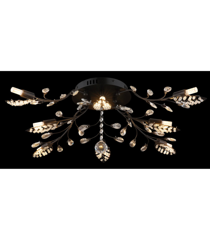 Janis Multi Arm Semi Flush Ceiling Lamp Matt Black 8x G9-4