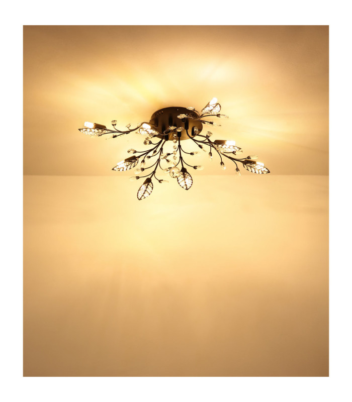 Janis Multi Arm Semi Flush Ceiling Lamp Matt Black 8x G9-5