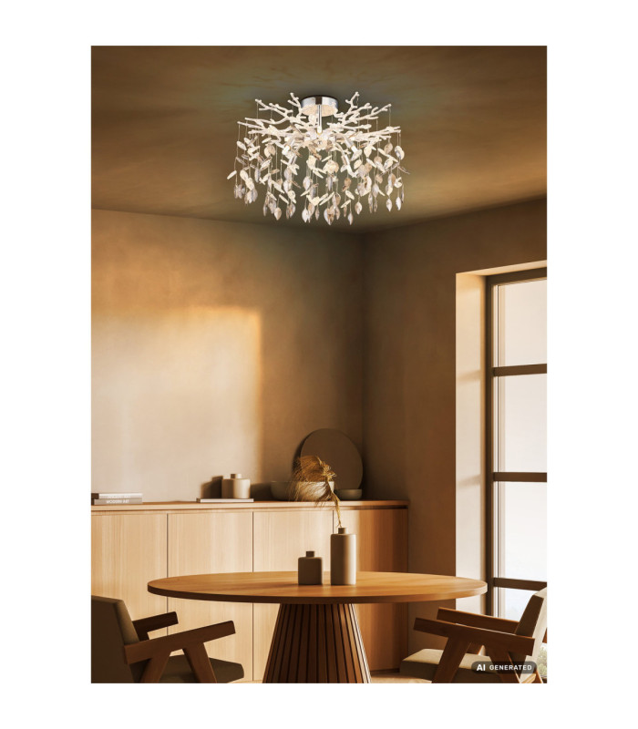 Danna Ceiling Light Chrome Smoke Glass Crystal 8x G9-5