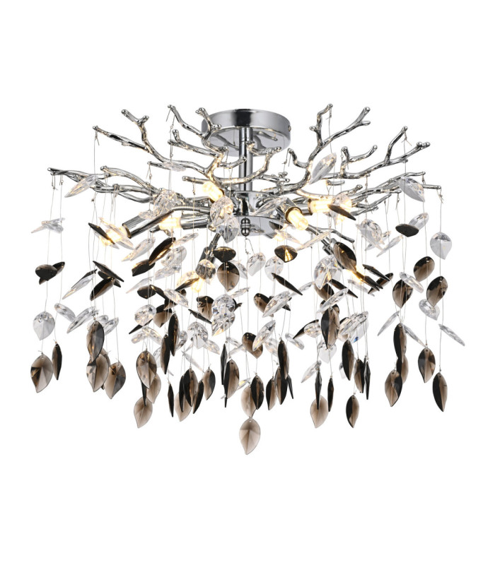 Danna Ceiling Light Chrome Black Glass Crystal 8x G9-1