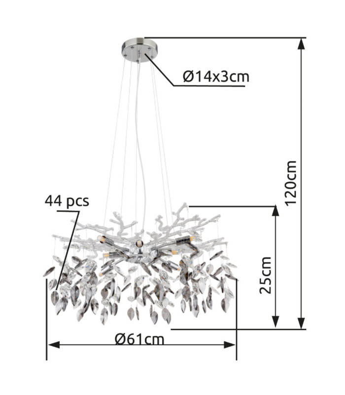 Danna Pendant Ceiling Light Chrome 8x G9-9