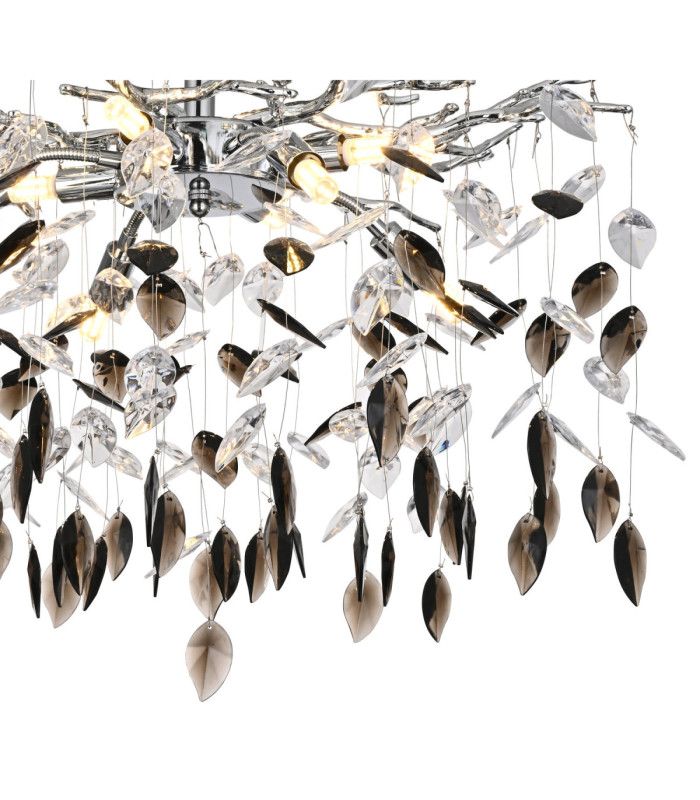 Danna Ceiling Light Chrome Black Glass Crystal 8x G9-3