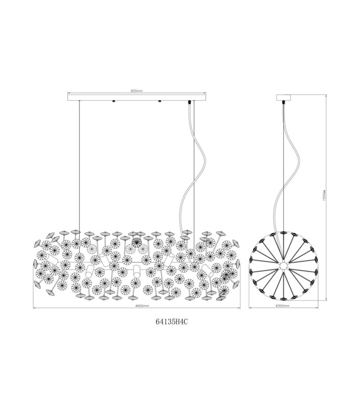 Katrina Bar Pendant Ceiling Light Chrome 12x G9 3000K-7