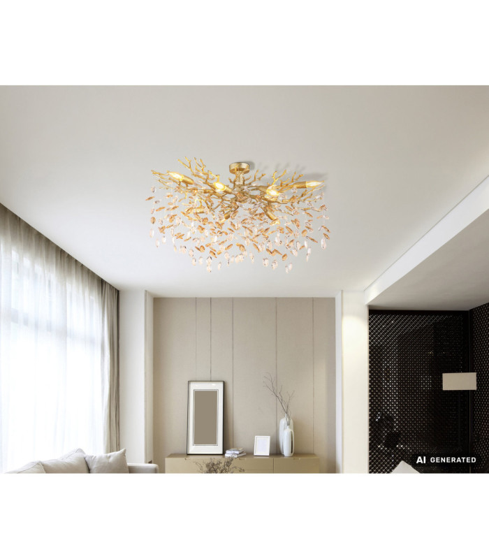Queena Ceiling Light Matt Gold Colours 7x E14-7