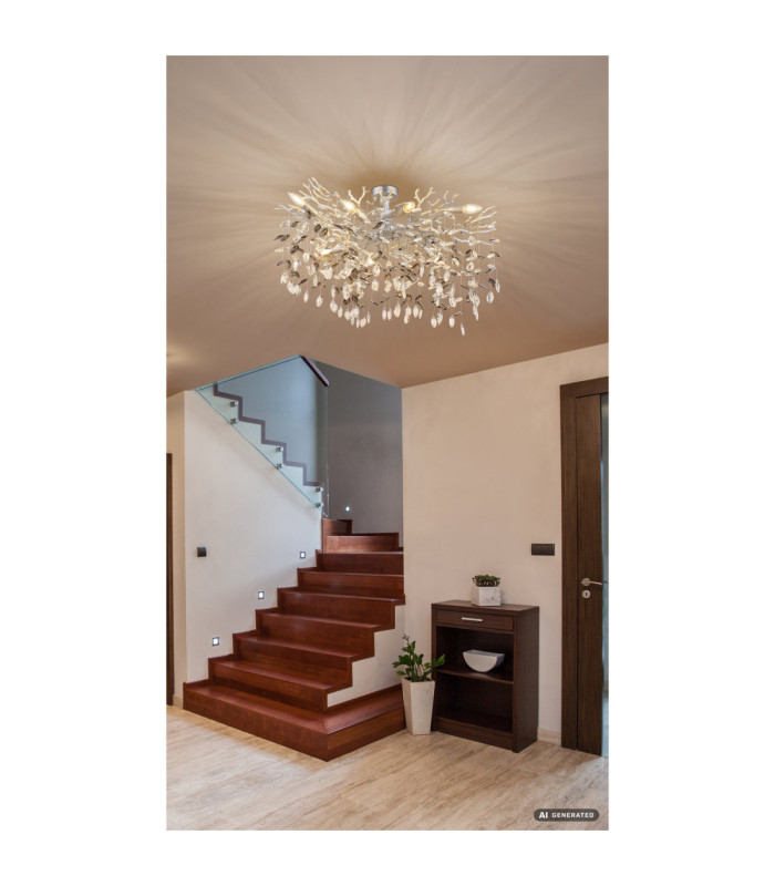 Queena Ceiling Light Matt Silver Colour  7x E14-7
