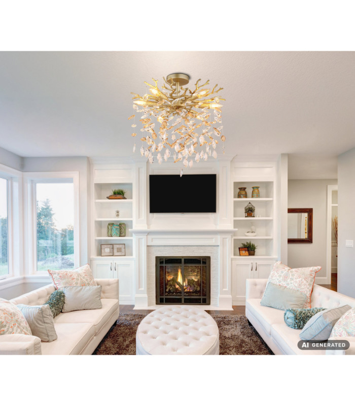 Queena Ceiling Light Matt Gold Colours 6x E14-5