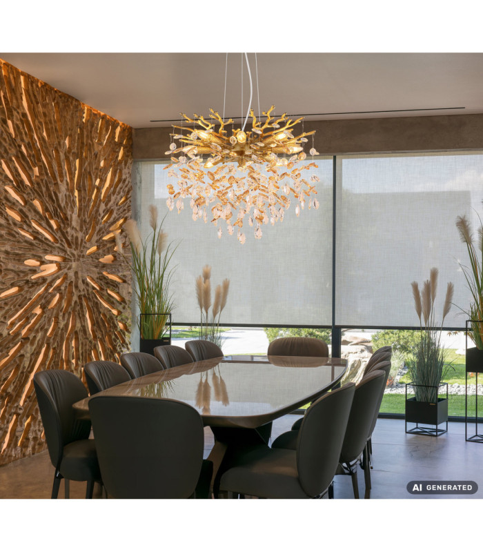 Queena Pendant Ceiling Light Matt Gold Colours 8x E14-5