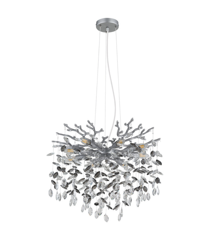 Queena Pendant Ceiling Light Matt Silver Colour  8x E14-2