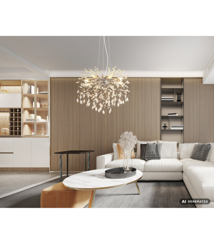 Queena Pendant Ceiling Light Matt Silver Colour  8x E14-5