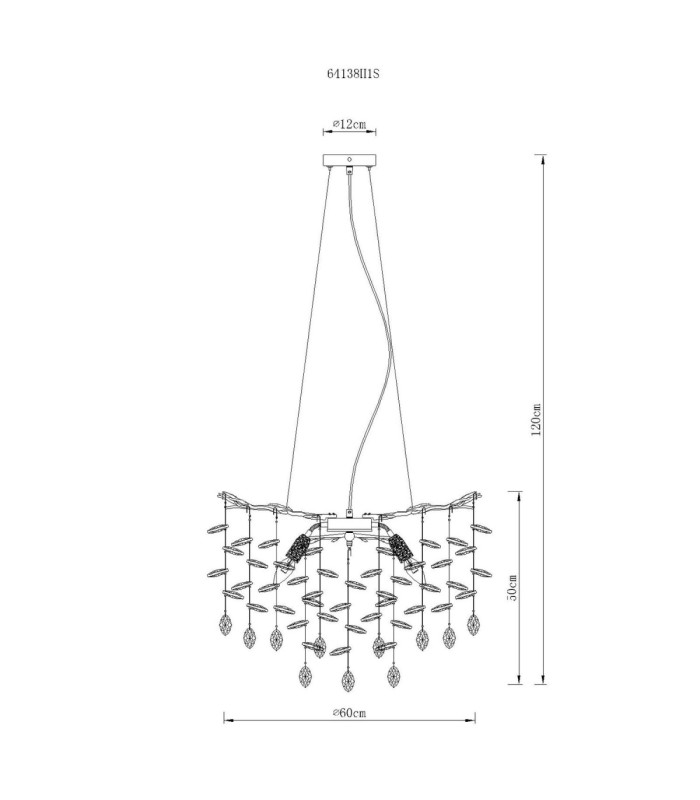 Queena Pendant Ceiling Light Matt Silver Colour  8x E14-6