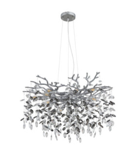 Queena Pendant Ceiling Light Matt Silver Colour  10x E14-2