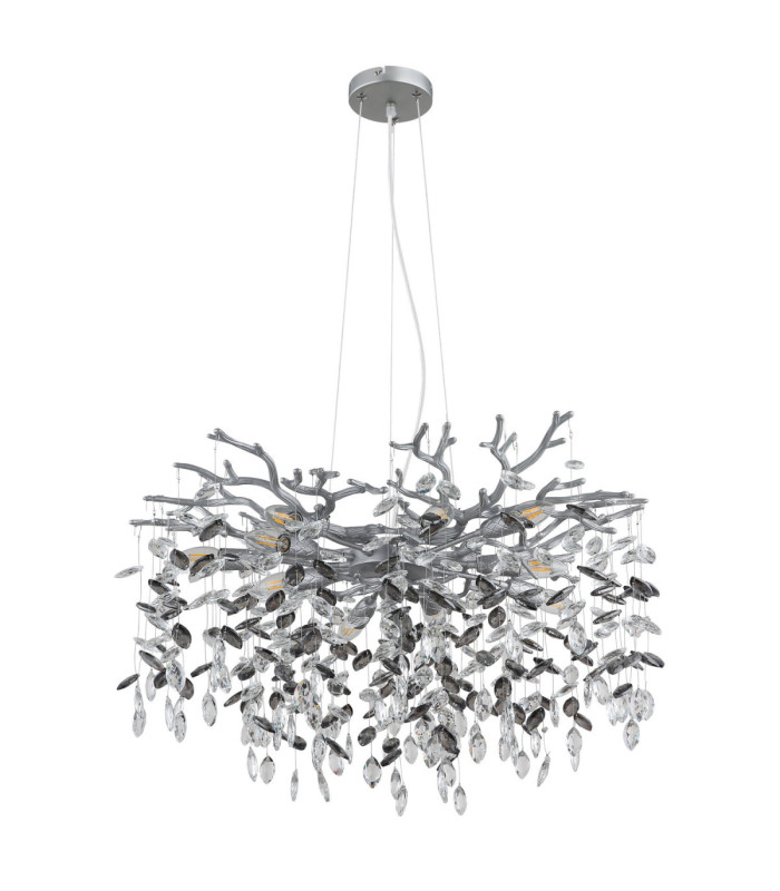 Queena Pendant Ceiling Light Matt Silver Colour  10x E14-2