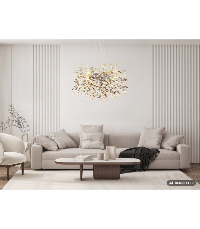 Queena Pendant Ceiling Light Matt Silver Colour  10x E14-5