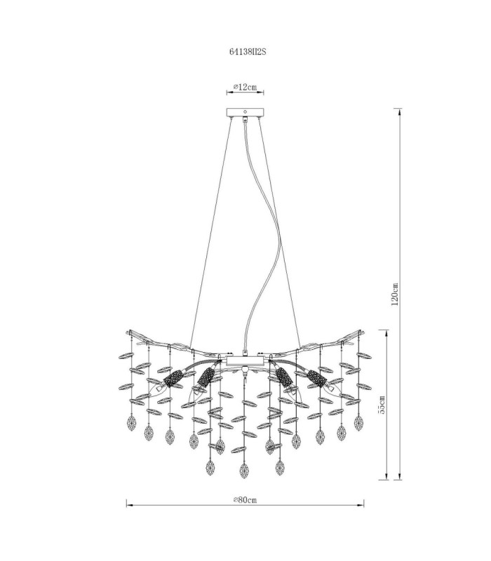 Queena Pendant Ceiling Light Matt Silver Colour  10x E14-6