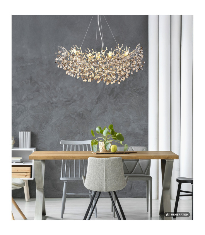 Queena Bar Pendant Ceiling Light Matt Silver Colour  10x E14-7