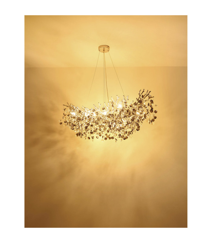 Queena Pendant Ceiling Light Matt Silver Colour  16x E14-7