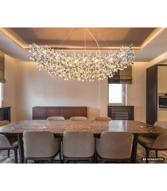 Queena Pendant Ceiling Light Matt Silver Colour  16x E14-8