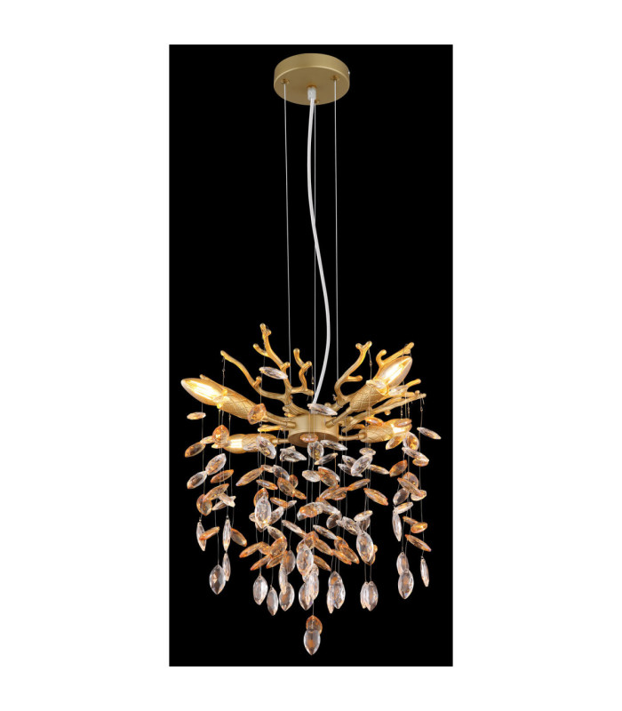 Queena Pendant Ceiling Light Matt Gold Colours 4x E14-4