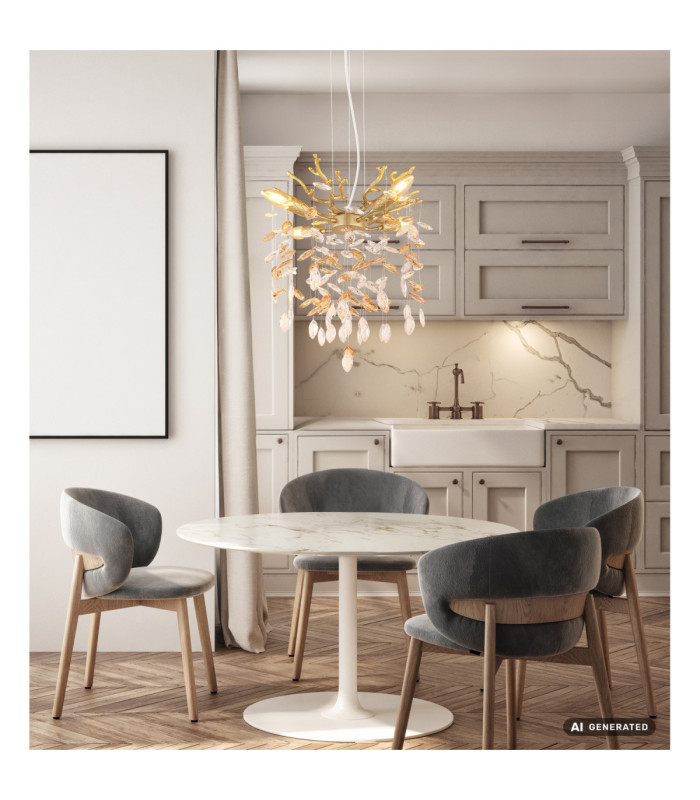 Queena Pendant Ceiling Light Matt Gold Colours 4x E14-6