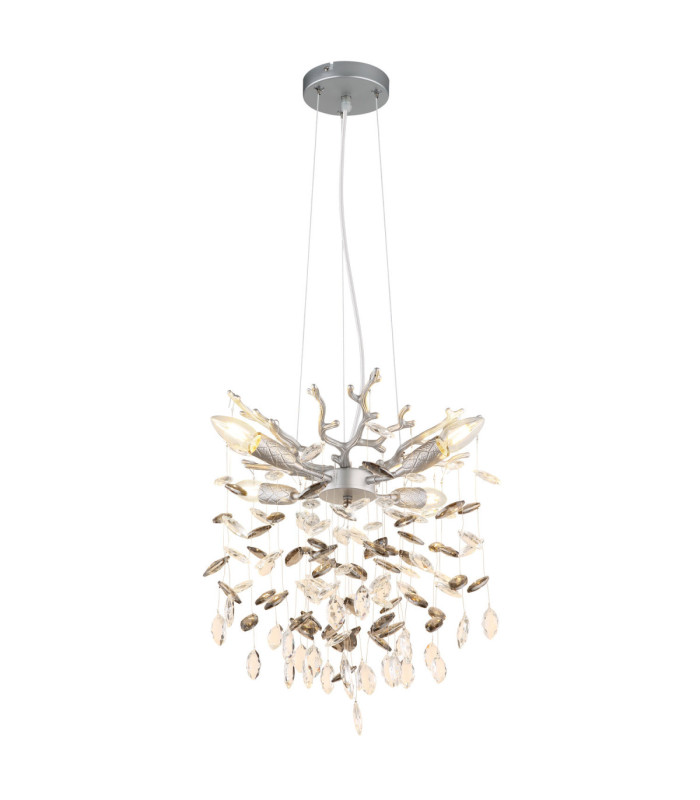 Queena Pendant Ceiling Light Matt Silver Colour  4x E14-1