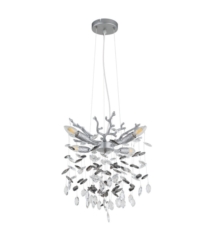 Queena Pendant Ceiling Light Matt Silver Colour  4x E14-2