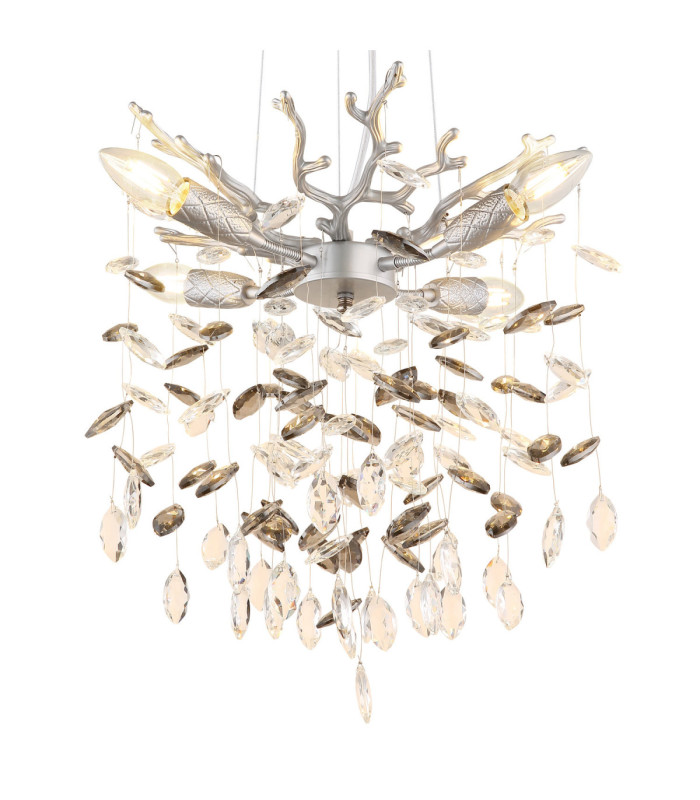 Queena Pendant Ceiling Light Matt Silver Colour  4x E14-3