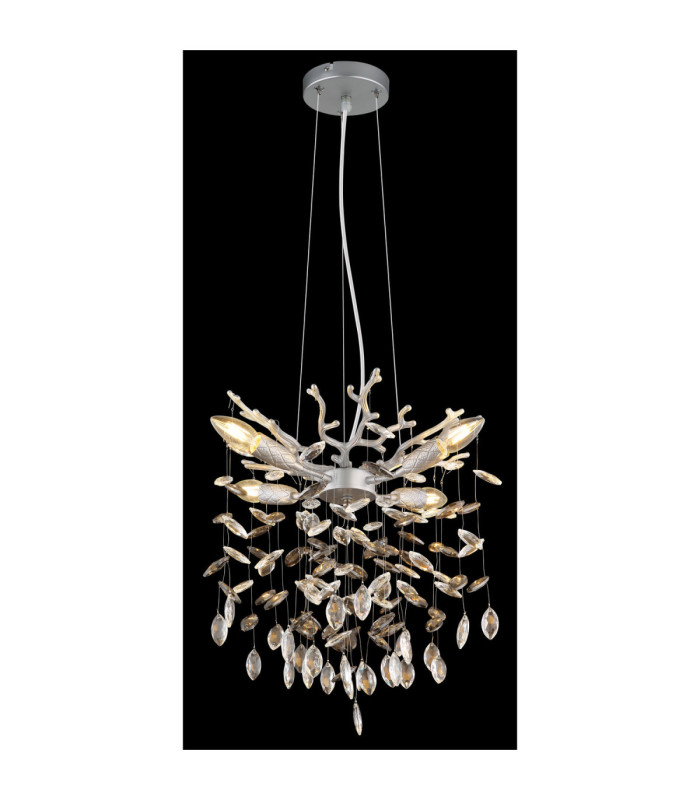 Queena Pendant Ceiling Light Matt Silver Colour  4x E14-4