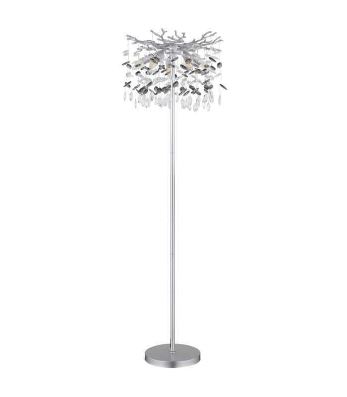 Queena Glass Floor Lamp Matt Silver Colour  5x E14-2