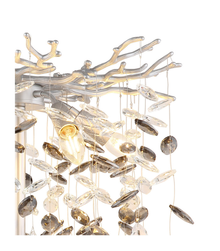 Queena Glass Floor Lamp Matt Silver Colour  5x E14-3