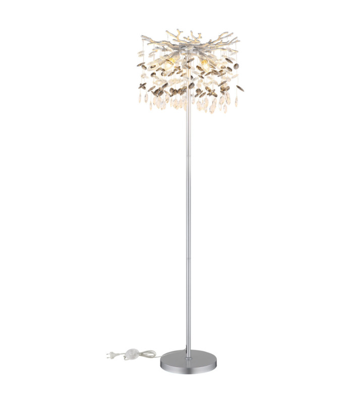Queena Glass Floor Lamp Matt Silver Colour  5x E14-5