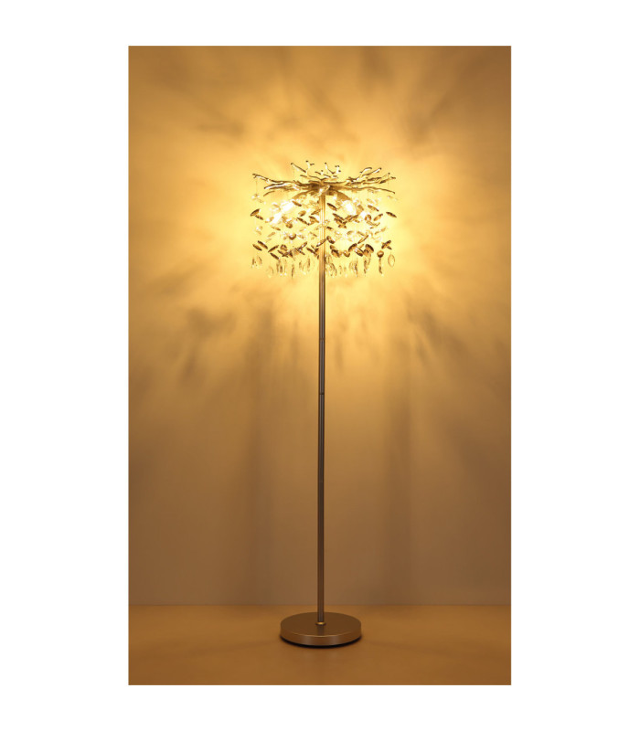 Queena Glass Floor Lamp Matt Silver Colour  5x E14-6