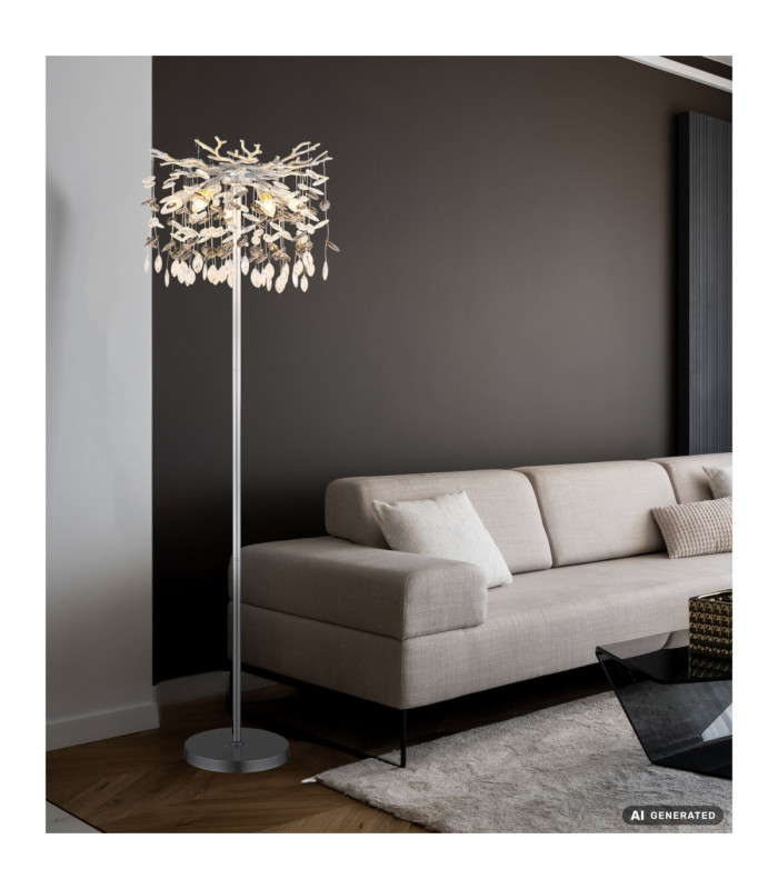 Queena Glass Floor Lamp Matt Silver Colour  5x E14-7