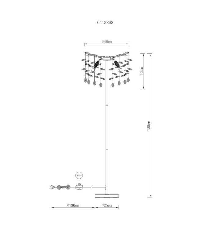 Queena Glass Floor Lamp Matt Silver Colour  5x E14-8
