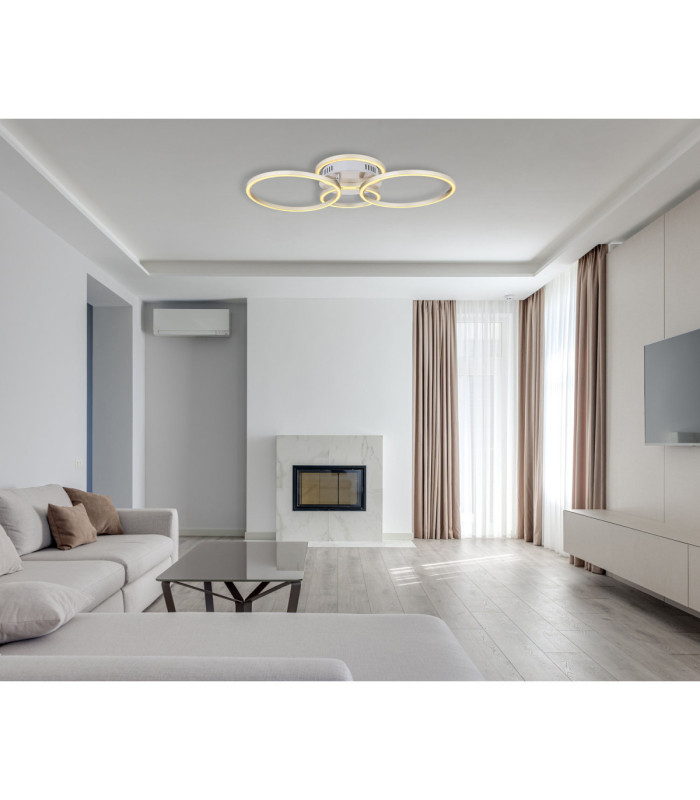 Kendy Integrated Led Semi Flush Ceiling Light Matt Nickel 3000K-6