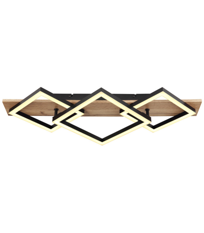 Beatrix Triple Square Integrated Led Semi Flush Ceiling Light Matt Black 3000K-3